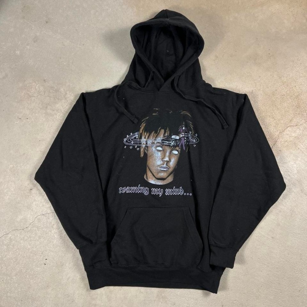 Juice wrld black "roaming my mind" graphic hoodie men's size medium‎